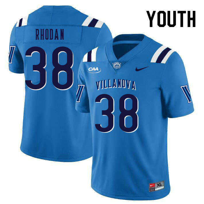 Youth #38 John Rhodan Villanova Wildcats College Football Jerseys Stitched Sale-Light Blue